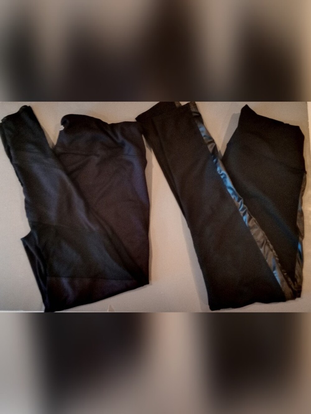Black Faux Leather Stripe Leggings And Breathable Leggings Women's Size XL